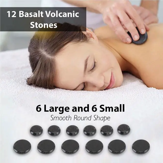 Alt view image 3 of 7 - SereneLife Portable Hot Stone Massage Warmer Set & Spa Kit with 12 Round Stones