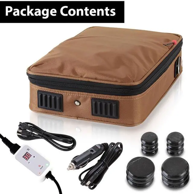 Alt view image 7 of 7 - SereneLife Portable Hot Stone Massage Warmer Set & Spa Kit with 12 Round Stones