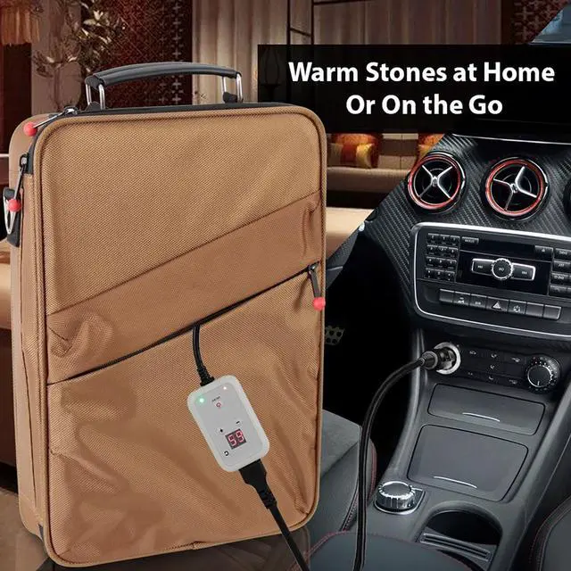 Alt view image 5 of 7 - SereneLife Portable Hot Stone Massage Warmer Set & Spa Kit with 12 Round Stones