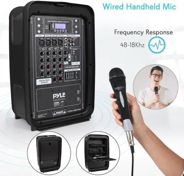 Alt view image 6 of 11 - Pyle PA Speaker DJ Mixer Bundle - 300 W Portable Wireless Bluetooth Sound System
