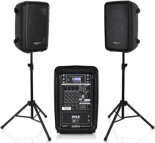 Alt view image 5 of 11 - Pyle PA Speaker DJ Mixer Bundle - 300 W Portable Wireless Bluetooth Sound System