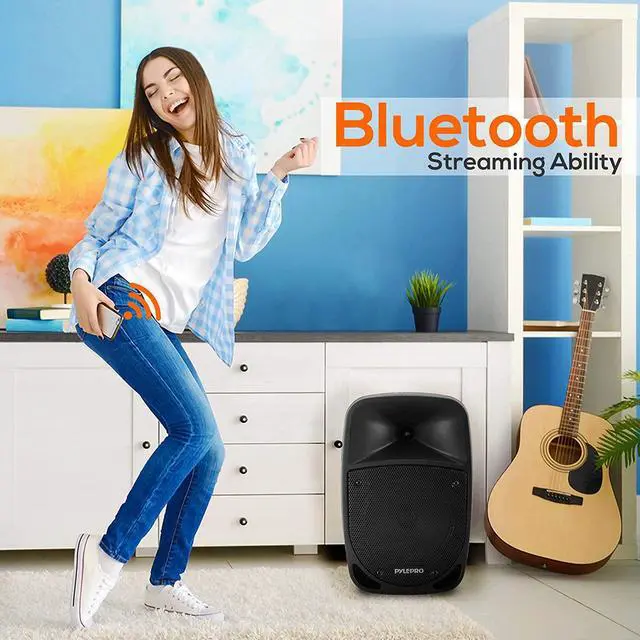 Alt view image 4 of 5 - Pyle PSBT105A Bluetooth Portable Stereo Karaoke Speaker with Wireless Microphone