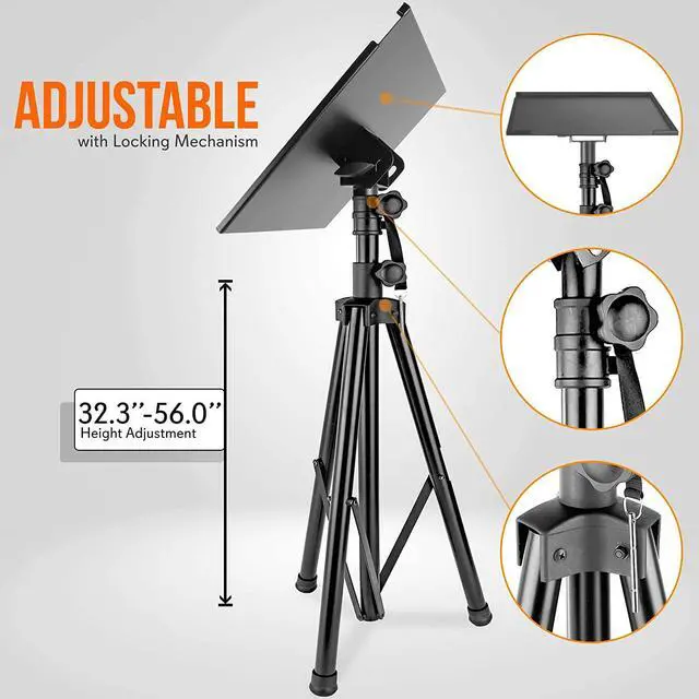Alt view image 4 of 20 - Pyle PLPTS7 Universal Device Stand with Height Adjustable Tripod Mount for Projector, Laptop, Notebook, Mixer and DJ Equipment
