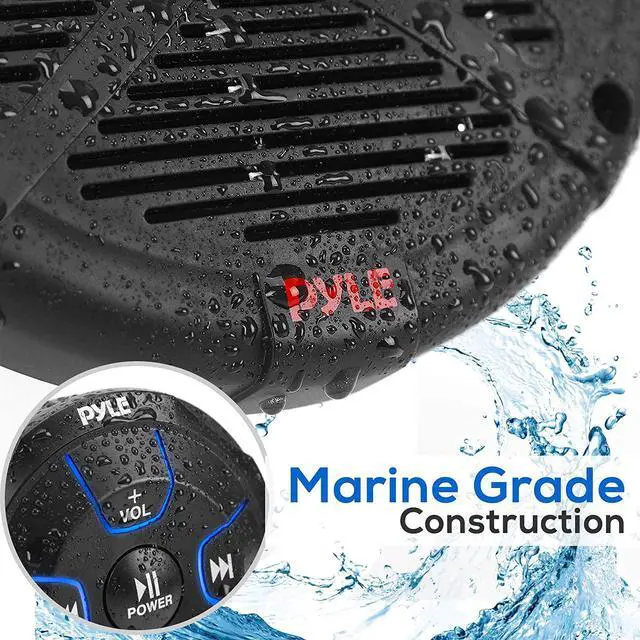 Alt view image 2 of 7 - Pyle PLMRKT8 6.5" Marine Speakers with Bluetooth Remote Control, Black (2 Pack)