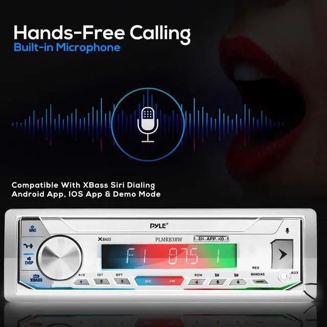 Alt view image 4 of 11 - Pyle PLMRB39W Bluetooth Wireless In Dash Stereo Radio Single DIN Receiver, White