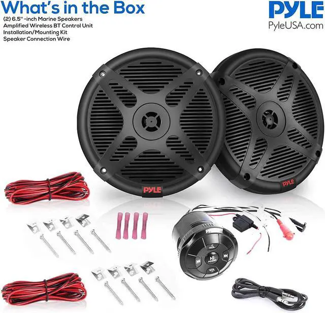 Alt view image 6 of 7 - Pyle PLMRKT8 6.5" Marine Speakers with Bluetooth Remote Control, Black (2 Pack)