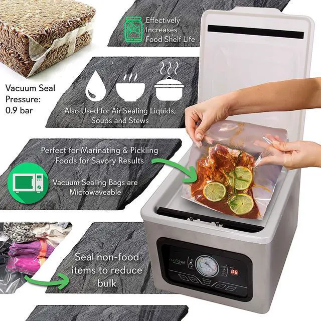 Alt view image 3 of 6 - NutriChef PKVS70STS Chamber Food Electric Air Vacuum Sealer Preserver System
