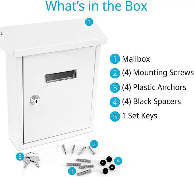 Alt view image 8 of 12 - SereneLife SLMAB01 Indoor & Outdoor Wall Mount Locking Mailbox, Galvanized Steel