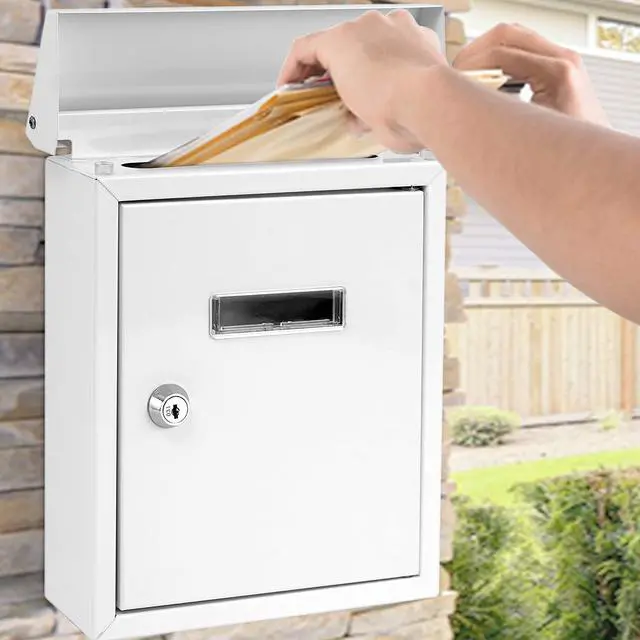 Alt view image 7 of 12 - SereneLife SLMAB01 Indoor & Outdoor Wall Mount Locking Mailbox, Galvanized Steel