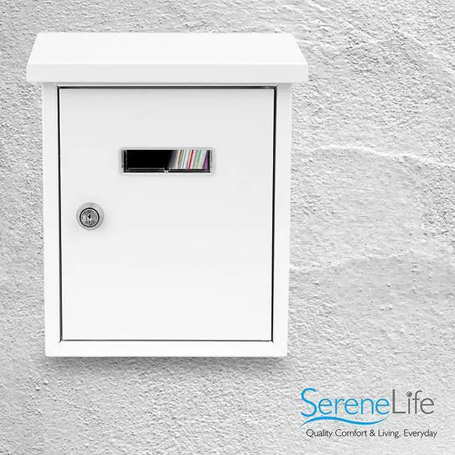 Alt view image 6 of 12 - SereneLife SLMAB01 Indoor & Outdoor Wall Mount Locking Mailbox, Galvanized Steel
