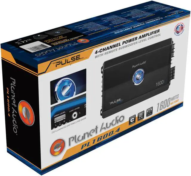 Alt view image 7 of 9 - Planet Audio Pulse 1600 Watt 4 Channel Full Range Class A/B Car Audio Amplifier