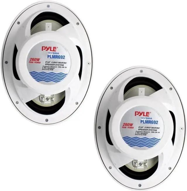 Alt view image 5 of 7 - Pyle PLMR692 6 x 9 Inch 260 Watt Water Resistant Marine Speakers, White (1 Pair)