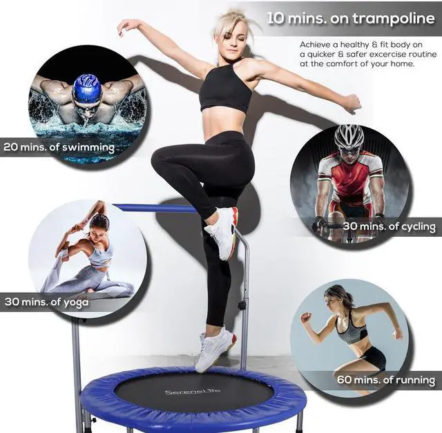Alt view image 5 of 7 - SereneLife 40 Inch Portable Highly Elastic Jumping Sports Trampoline, Adult Size