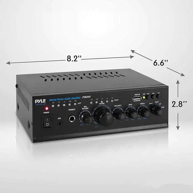 Alt view image 18 of 20 - Home Audio Power Amplifier System - 2X40W Mini Dual Channel Mixer Sound Stereo Receiver Box w/ AUX, Mic Input - For Amplified Speakers, PA, CD Player, Theater via RCA, Studio Use - Pyle PTA2