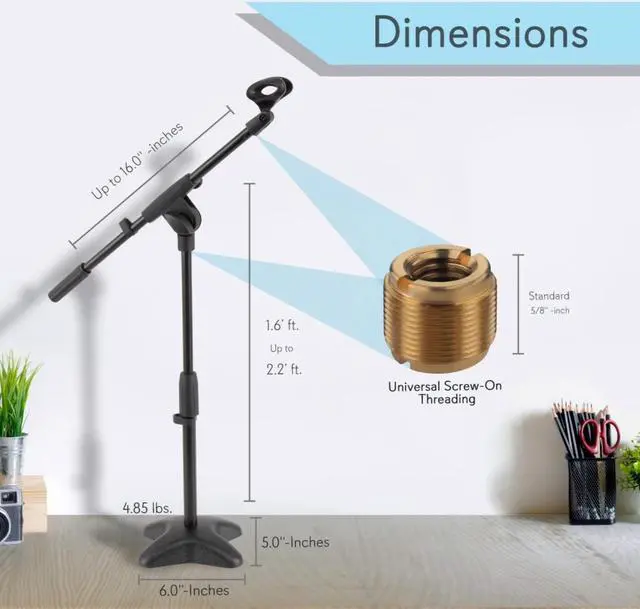 Alt view image 8 of 13 - Pyle-Pro PMKS7 Compact Base Microphone Stand