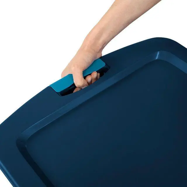 Alt view image 4 of 9 - Sterilite Clear/Blue, 13-5/8"H x 23-5/8"L x 18-5/8"W, 1EA Polypropylene 14469606