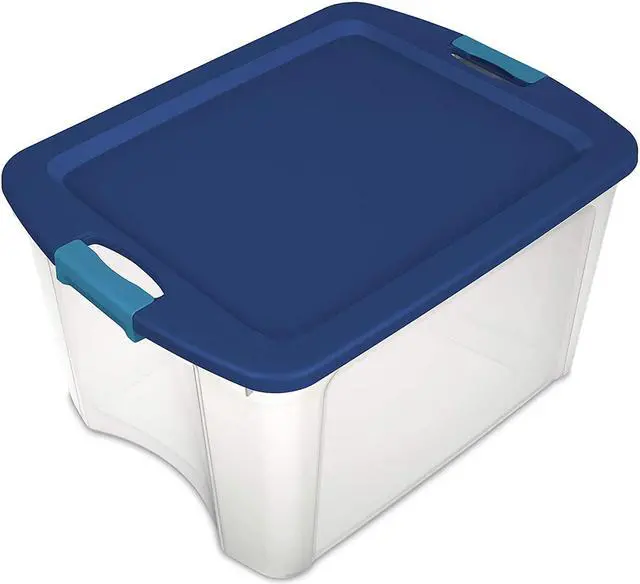 Alt view image 3 of 9 - Sterilite Clear/Blue, 13-5/8"H x 23-5/8"L x 18-5/8"W, 1EA Polypropylene 14469606