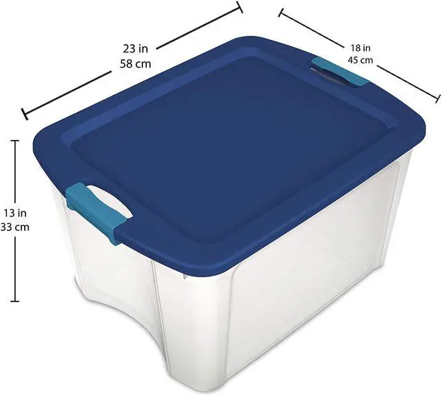Alt view image 5 of 9 - Sterilite Clear/Blue, 13-5/8"H x 23-5/8"L x 18-5/8"W, 1EA Polypropylene 14469606