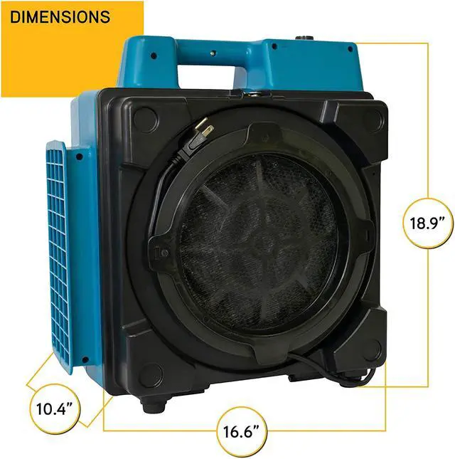 Alt view image 6 of 13 - XPOWER X-2580 Professional 4 Stage HEPA Mini Air Scrubber w/ Carbon Filter, Blue