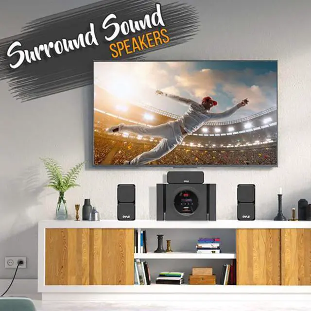 Alt view image 11 of 12 - 5.1 channel home theater speaker system  300w bluetooth surround sound audio stereo power receiver box set w/ builtin subwoofer, 5 speakers, remote, fm radio, rca  pyle pt589bt