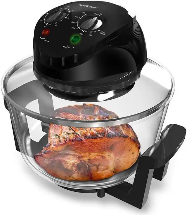 Alt view image 3 of 8 - nutrichef convection countertop toaster oven  healthy kitchen air fryer roaster oven, bake, grill, steam broil, roast & airfry , includes glass bowl, broil rack and toasting rack, 120v  pkcov45