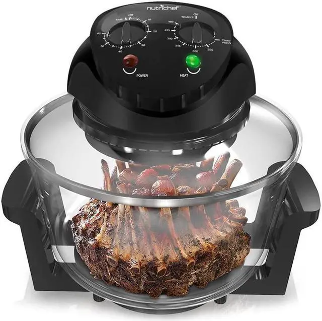 Alt view image 4 of 8 - nutrichef convection countertop toaster oven  healthy kitchen air fryer roaster oven, bake, grill, steam broil, roast & airfry , includes glass bowl, broil rack and toasting rack, 120v  pkcov45