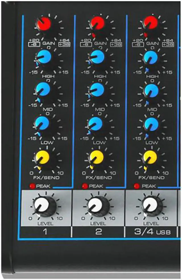 Alt view image 12 of 13 - Pyle Professional Audio Mixer Sound Board Console System Interface 4 Channel Digital USB Bluetooth MP3 Computer Input 48V Phantom Power Stereo DJ Studio Streaming FX 16-Bit DSP processor - (PMXU43BT)