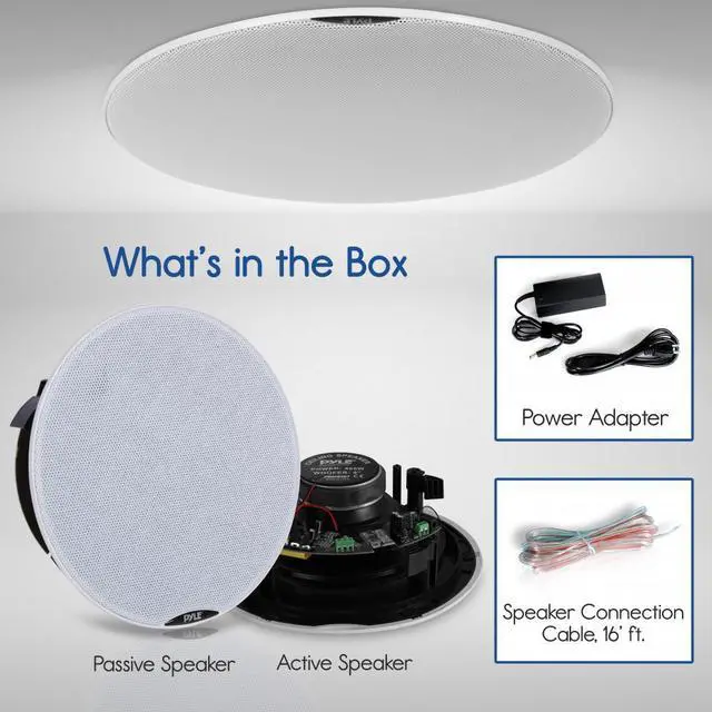 Alt view image 5 of 9 - PYLE PDICBT67 DUAL 6.5IN BT CEILING/WALL SPEAKER KIT
