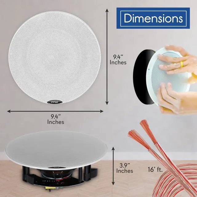 Alt view image 7 of 9 - PYLE PDICBT67 DUAL 6.5IN BT CEILING/WALL SPEAKER KIT