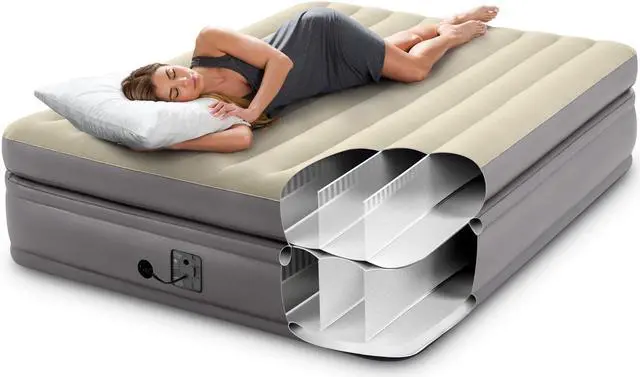 Alt view image 3 of 6 - Intex Dura Beam Plus Fiber-Tech Elevated Air Mattress with Built-In Pump, Queen
