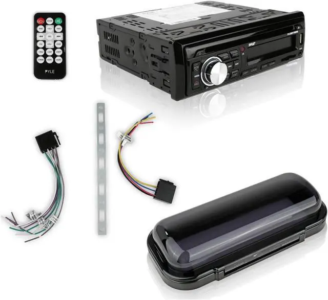 Alt view image 5 of 10 - marine stereo receiver speaker kit  indash lcd digital console builtin bluetooth & microphone 6.5 waterproof speakers 2 w/ mp3/usb/sd/aux/fm radio reader & remote control  pyle plcdbt75mrb