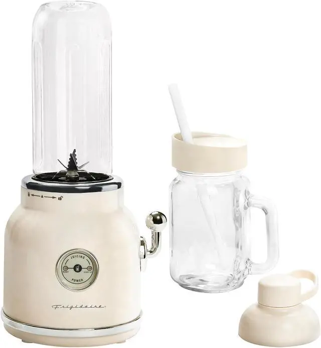 Alt view image 2 of 11 - Frigidaire 20.3oz. 300W Retro Smoothie Maker Blender with Mason Jar - Cream