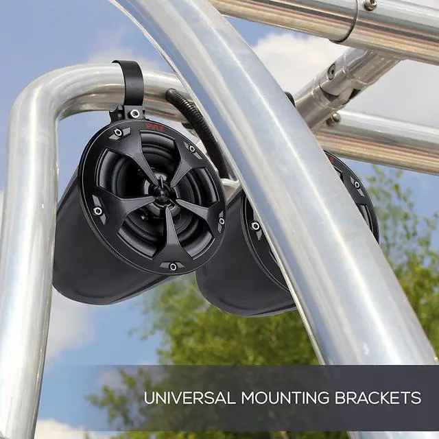 Alt view image 4 of 8 - Pyle PLUTV46BTA 2 Way 4 Inch Off Road Bluetooth 800W Waterproof Marine Speakers