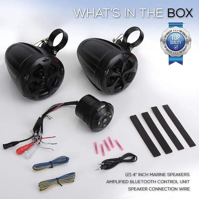 Alt view image 7 of 8 - Pyle PLUTV46BTA 2 Way 4 Inch Off Road Bluetooth 800W Waterproof Marine Speakers