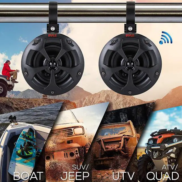 Alt view image 2 of 8 - Pyle PLUTV46BTA 2 Way 4 Inch Off Road Bluetooth 800W Waterproof Marine Speakers