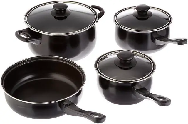 Alt view image 2 of 12 - Gibson 83681.07 7 Piece Chef Du Jour Cookware Set, Black