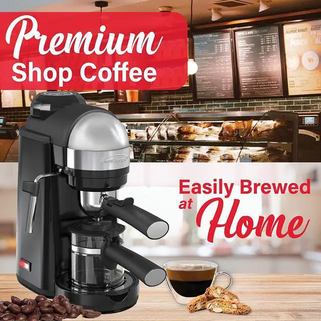 Alt view image 10 of 20 - Brentwood 800 Watt Cappuccino Brewer and Espresso Maker w/ Frothing Wand, Black