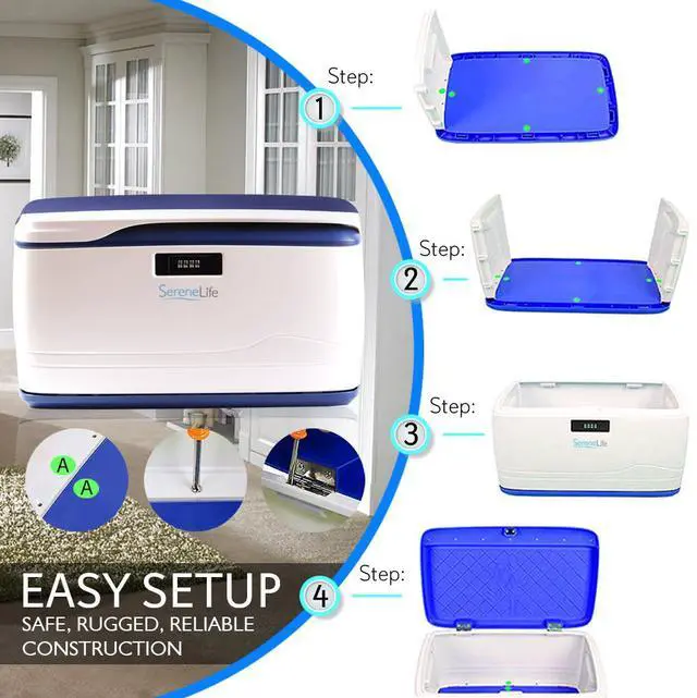 Alt view image 5 of 14 - SereneLife Locking Storage Container Bin - 5 Gallon Large Capacity - Stackable Storage Tote Deck Tough Box - Durable Plastic Household Organizer Bins with Lid, Combination Lock Security - SLSBIN10
