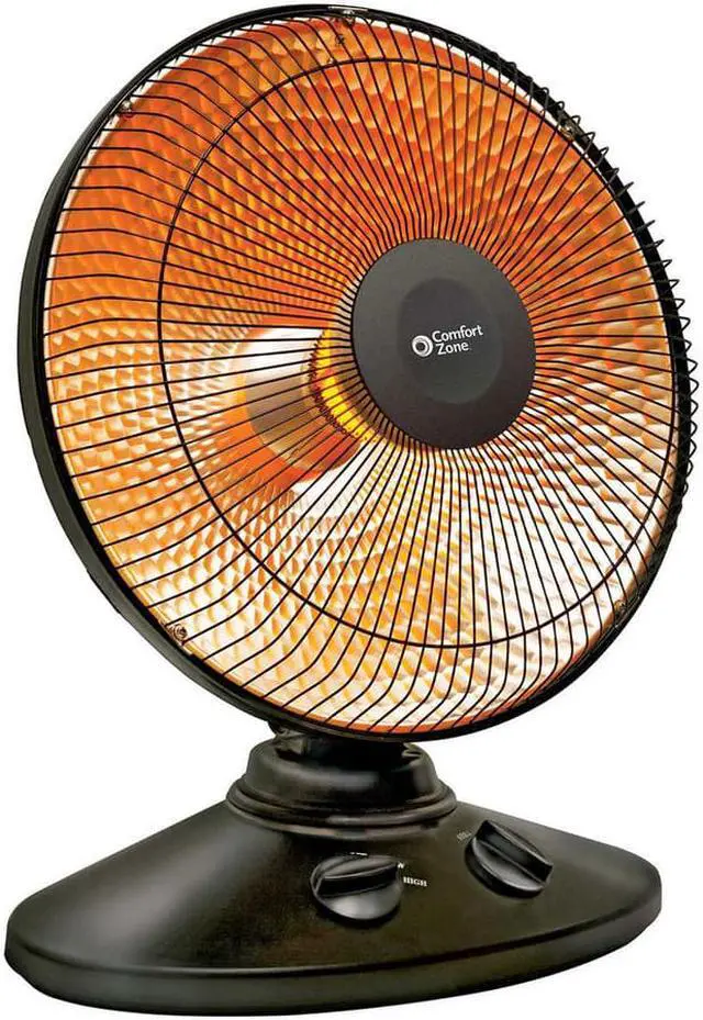 Alt view image 10 of 15 - Comfort Zone CZ998 Electric Oscillating Radiant Dish Heater with Adjustable Tilt, Black