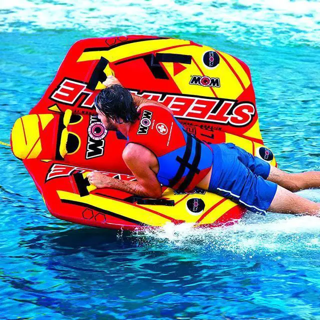 Alt view image 3 of 6 - WOW Watersports 19-1090 Steerable 1 to 2 Person Towable Tube with Handles, Red