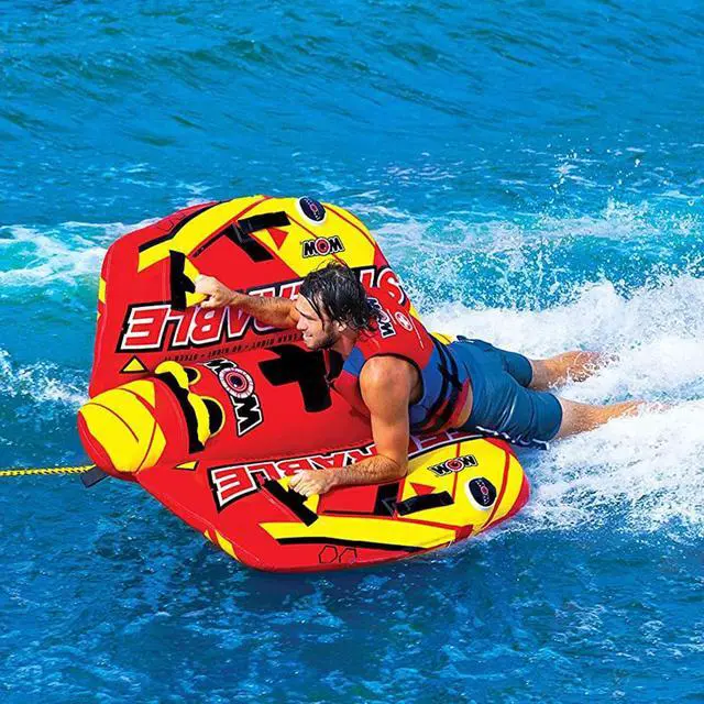 Alt view image 2 of 6 - WOW Watersports 19-1090 Steerable 1 to 2 Person Towable Tube with Handles, Red