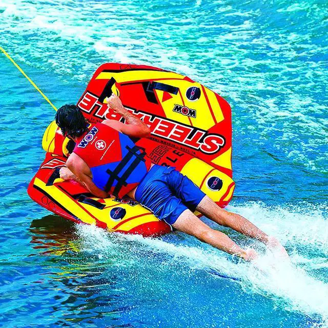 Alt view image 5 of 6 - WOW Watersports 19-1090 Steerable 1 to 2 Person Towable Tube with Handles, Red