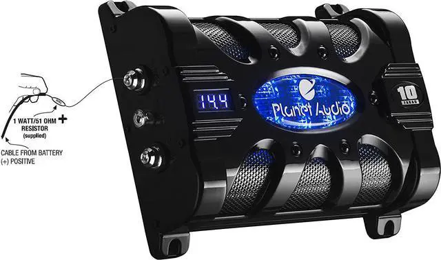 Alt view image 12 of 14 - Planet Audio PC10F 10 Farad 20-Volt Digital LED Car Audio Power Capacitor Cap