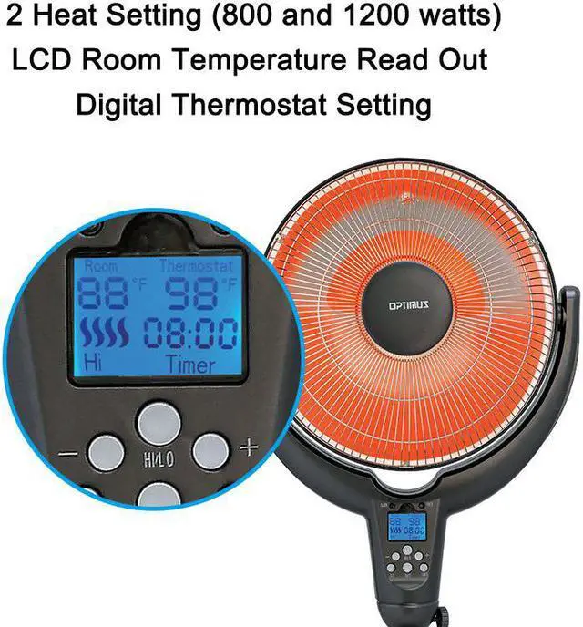 Alt view image 8 of 15 - Optimus H-4501 14" Oscillating Pedestal Digital Dish Heater, with Remote