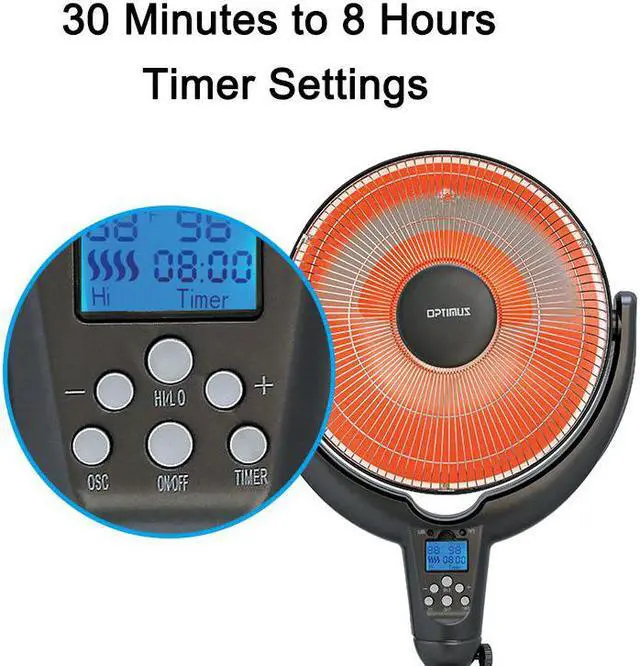 Alt view image 9 of 15 - Optimus H-4501 14" Oscillating Pedestal Digital Dish Heater, with Remote