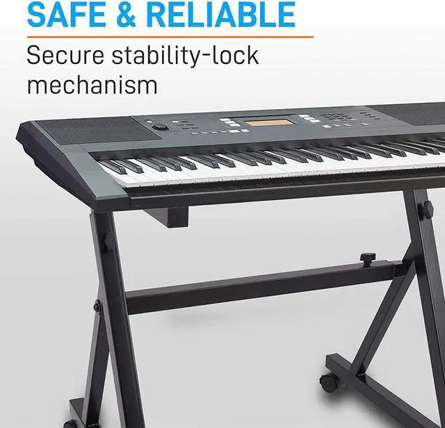 Alt view image 3 of 6 - Pyle Adjustable Height Z Style Organ Keyboard Stand with Locking Wheels, Black