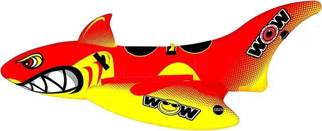 Alt view image 5 of 9 - WOW Watersports Inflatable Big Shark 2 Person Towable Boating Tube w/ Handles