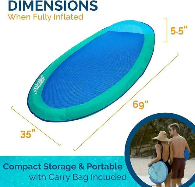 Alt view image 7 of 10 - SwimWays Spring Float Recliner Water Summertime Relaxation Lounge Seat, Aqua