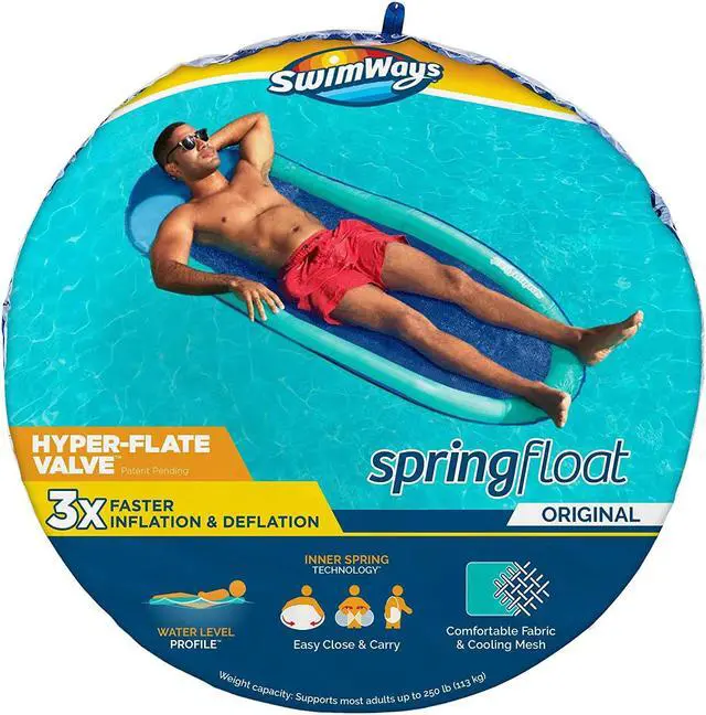 Alt view image 5 of 10 - SwimWays Spring Float Recliner Water Summertime Relaxation Lounge Seat, Aqua