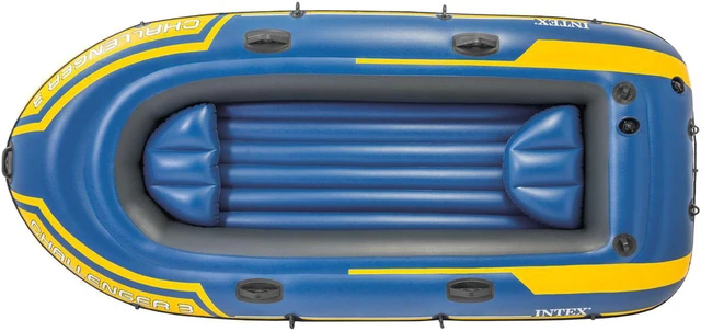 Alt view image 2 of 7 - Intex 68370EP Challenger 3 Inflatable Raft Boat Set With Pump And Oars, Blue